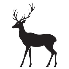 Fototapeta premium Deer Silhouette Vector Illustration, Minimalist Deer Silhouette Icon, Standing Deer Silhouette Vector Art, Deer Head Silhouette Logo Design, Running Deer Silhouette Design.