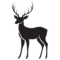 Fototapeta premium Deer Silhouette Vector Illustration, Minimalist Deer Silhouette Icon, Standing Deer Silhouette Vector Art, Deer Head Silhouette Logo Design, Running Deer Silhouette Design.