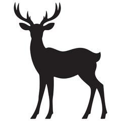 Fototapeta premium Deer Silhouette Vector Illustration, Minimalist Deer Silhouette Icon, Standing Deer Silhouette Vector Art, Deer Head Silhouette Logo Design, Running Deer Silhouette Design.