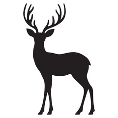 Fototapeta premium Deer Silhouette Vector Illustration, Minimalist Deer Silhouette Icon, Standing Deer Silhouette Vector Art, Deer Head Silhouette Logo Design, Running Deer Silhouette Design.