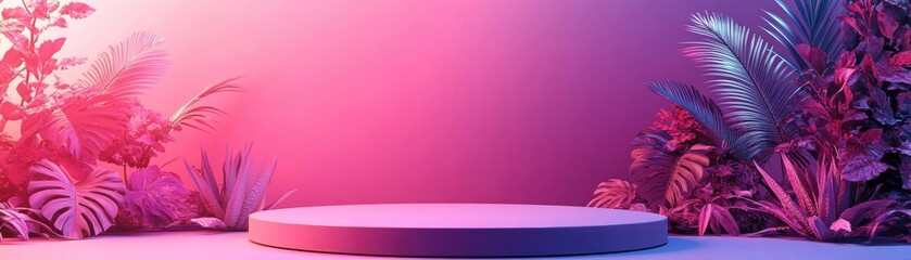 Obraz premium Colorful plants with vibrant lighting in a modern display setting.