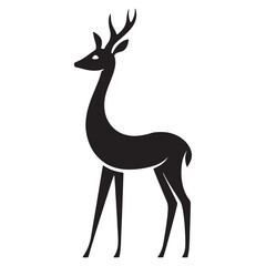 Fototapeta premium Deer Silhouette Vector Illustration, Minimalist Deer Silhouette Icon, Standing Deer Silhouette Vector Art, Deer Head Silhouette Logo Design, Running Deer Silhouette Design.