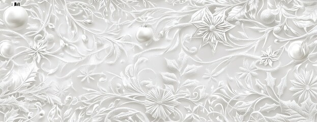 Obraz premium Delicate white snowflakes on a frosted background.