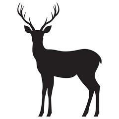 Fototapeta premium Deer Silhouette Vector Illustration, Minimalist Deer Silhouette Icon, Standing Deer Silhouette Vector Art, Deer Head Silhouette Logo Design, Running Deer Silhouette Design.