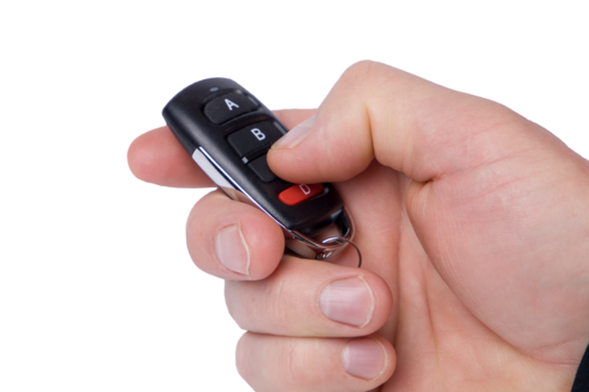 hand holding a remote control