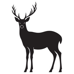 Fototapeta premium Deer Silhouette Vector Illustration, Minimalist Deer Silhouette Icon, Standing Deer Silhouette Vector Art, Deer Head Silhouette Logo Design, Running Deer Silhouette Design.