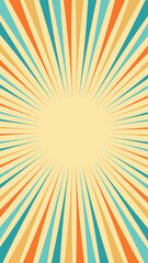 Colorful retro sunburst wallpaper. Vintage sunbeam vertical background design.