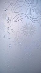 Close-up shot of frosted glass with intricate patterns and textures, delicate, translucent