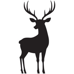 Fototapeta premium Deer Silhouette Vector Illustration, Minimalist Deer Silhouette Icon, Standing Deer Silhouette Vector Art, Deer Head Silhouette Logo Design, Running Deer Silhouette Design.