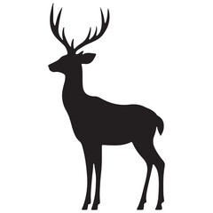 Fototapeta premium Deer Silhouette Vector Illustration, Minimalist Deer Silhouette Icon, Standing Deer Silhouette Vector Art, Deer Head Silhouette Logo Design, Running Deer Silhouette Design.