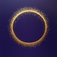 golden glitter circle ring on dark purple background abstract luxury modern art design digital illustration