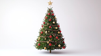 Obraz premium Ornamented Christmas tree on white background
