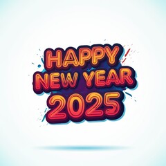 Fototapeta premium Happy New Year 2025 text design vector, Happy New Year 2025 typography 