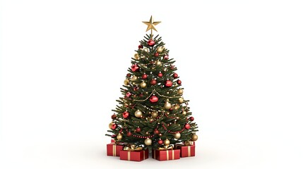 Obraz premium Decorated Christmas tree with gifts.