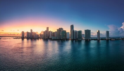 Fototapeta premium the skyline of miami during sunrise florida