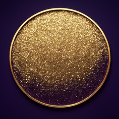 golden glitter circle ring on dark purple background abstract luxury modern art design digital illustration