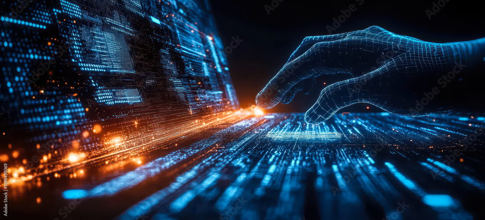 Poster digital network technology with data science and cloud computing concept