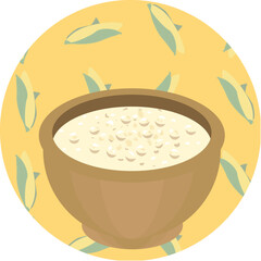 Canjica in a bow, brazilian candy corn meal hominy porridge