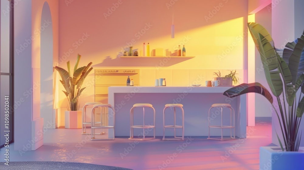 Poster Culinary workspace with abstract color gradients enhancing visual appeal