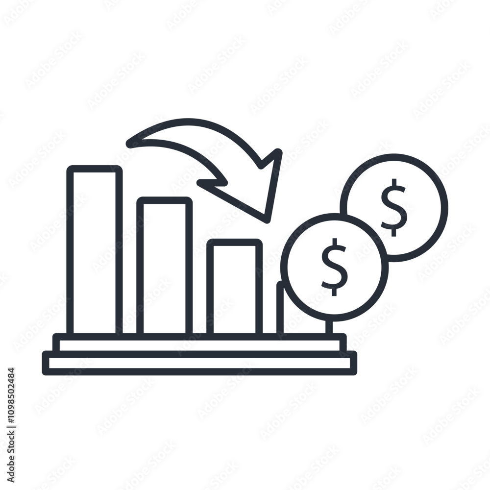 Poster market crash icon. vector.editable stroke.linear style sign for use web design,logo.symbol illustrat