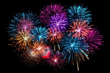 Fototapeta premium Colorful fireworks on black background
