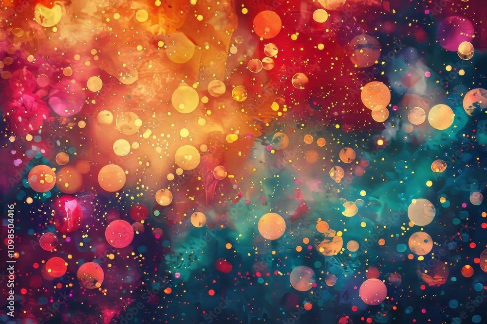 Poster a vivid abstract background featuring colorful bokeh lights and dynamic patterns, perfect for creati
