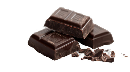 Fototapeta premium Chocolate piece, dark chocolate, transparent background