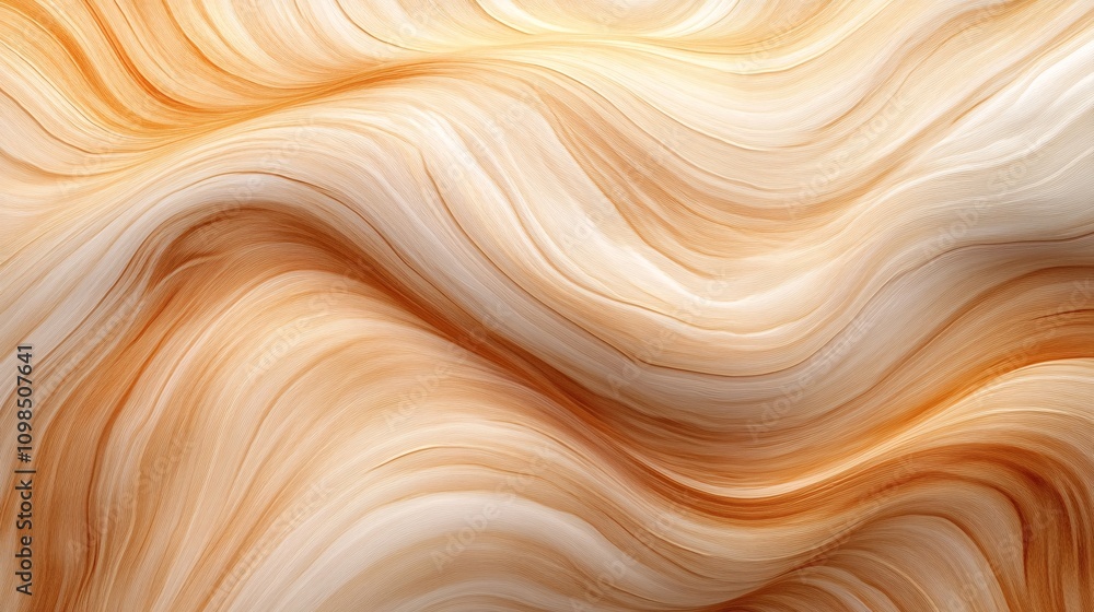 Poster soft, flowing waves of cream and peach tones create a gentle, abstract texture, evoking a sense of c