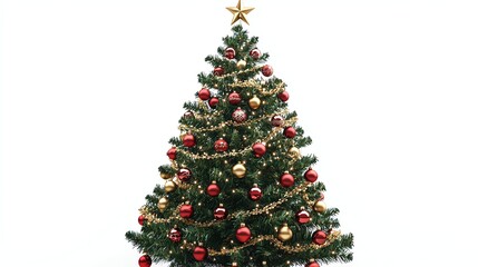 Fototapeta premium Decorated Christmas tree isolated on white