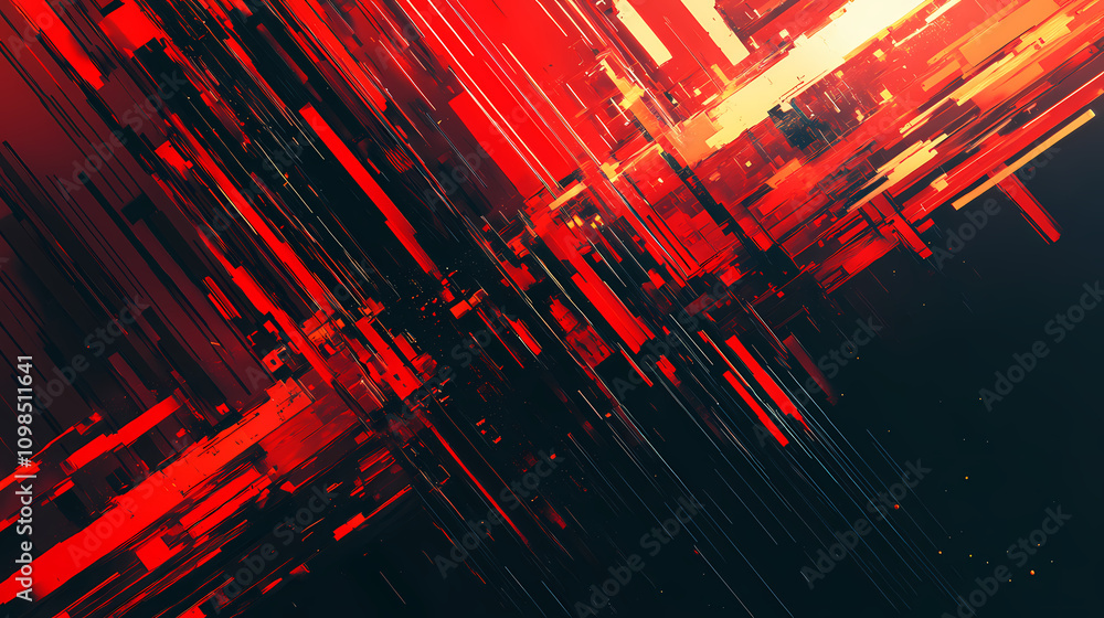 Wall mural abstract futuristic background with light speed streaks, top view, illustrate swift dynamic movement