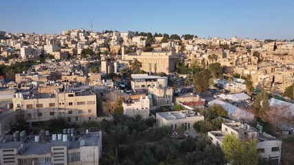 Cave of the Patriarchs crowded in Hebron, israel
drone view from west bank, Israel, Hebron, 22 november, 2024, 
