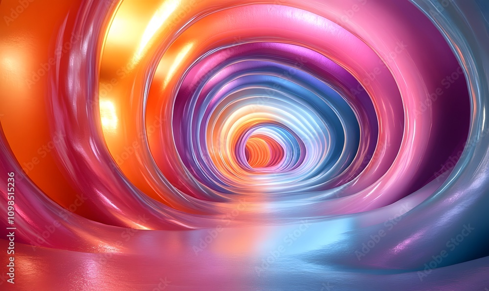 Poster design a background featuring a surreal 3d tunnel or vortex bending time and space