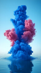 Obraz premium Abstract Blue and Pink Ink Explodes in Water, Creating a Stunning Visual Masterpiece with Vibrant Colors and Dramatic Effects.