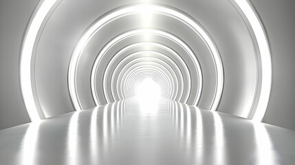 Obraz premium Abstract White Tunnel, Futuristic, Illuminated Pathway to Light