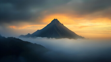 Golden Sunrise, Misty Peak