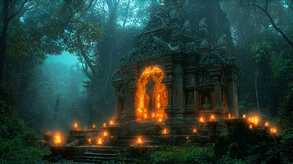Ancient Shrine, Glowing Lights