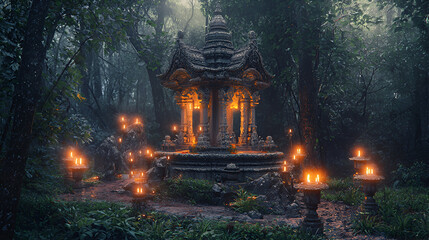 Ancient Shrine, Glowing Candles