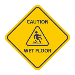 Fototapeta premium yellow icon slippery floor. be careful, you can fall.