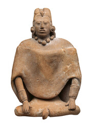 Ancient Maya Seated Female Figure - Pre-Columbian Ceramic Sculpture