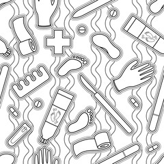 Sole Searching Endless Feet Line Art Illustration as Repeat Pattern Design