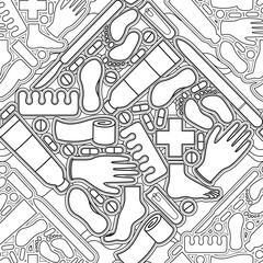 Sole Searching Endless Feet Line Art Illustration as Repeat Pattern Design