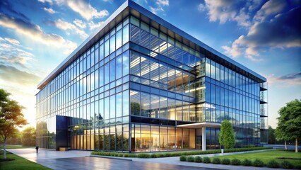 Fototapeta premium PNG Modern glass office building architecture 