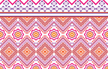 Geometric ethnic oriental pattern traditional Design for background,carpet,wallpaper,clothing,wrapping,Batik,fabric,Vector embroidery style.