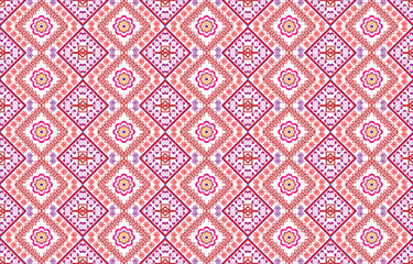 Geometric ethnic oriental pattern traditional Design for background,carpet,wallpaper,clothing,wrapping,Batik,fabric,Vector embroidery style.