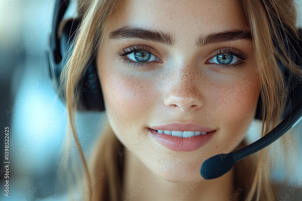 Poster Call center agents working in a collaborative environment, for a clear visual