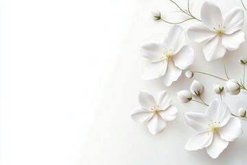 Obraz premium White paper flowers on soft neutral background/