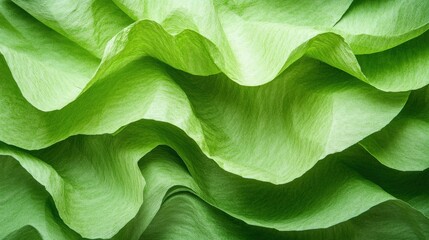 Obraz premium Vibrant Green Textured Paper with Flowing Ruffles and Layers