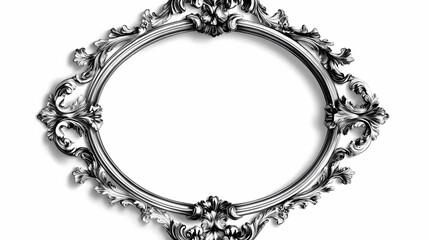 Classic frame circle with ornament decor isolated on white background. Baroque. Illustration