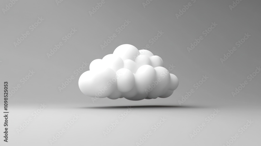 Poster stylized white cloud floating in a minimalistic space.