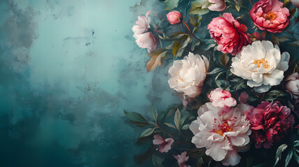 Flowers wall soft gradients baroque period peony flower painted metal glass gorgeous century princess. Baroque. Illustration